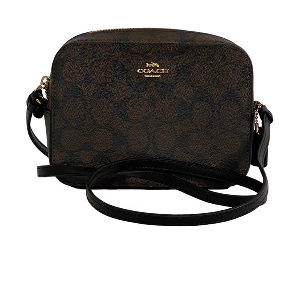 Coach Signature Canvas Mini Camera Bag for Women, Black/Brown - Picture 8 of 11